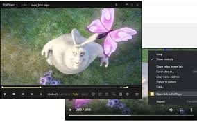 Context menu example for opening a streaming link in the browser while playing video